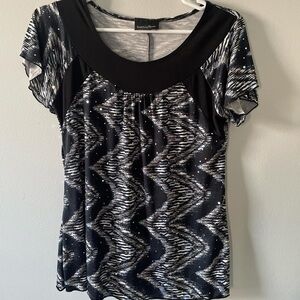 Brittany Black Zigzag Monochrome Blouse